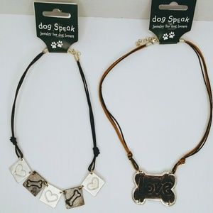 Dog speak necklaces. Set of 2 corded necklaces
